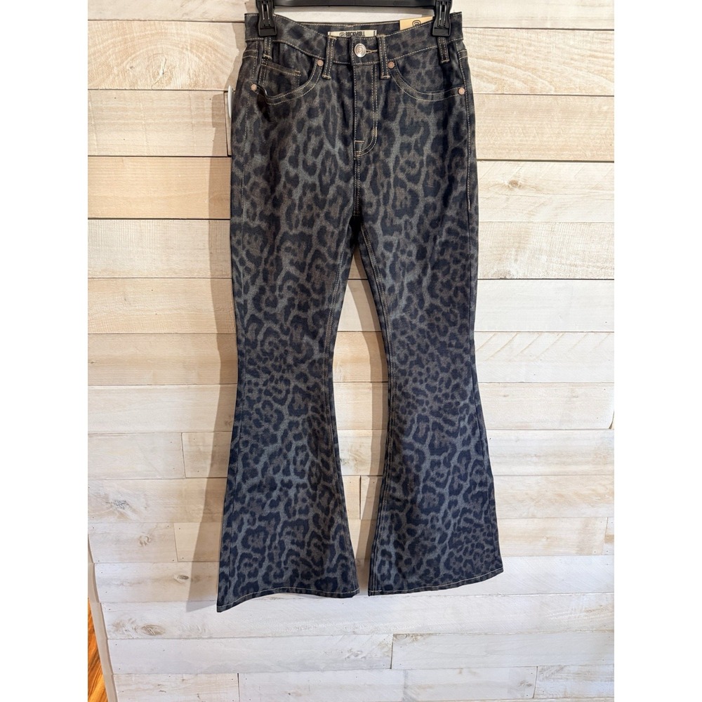 Rock & Roll Women Cheetah Print Hi-Rise Flared Jeans Multicolor Size 26x32 NWT